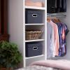 Household Essentials Fabric Storage Boxes with Lids and Handles, Blue(Denim)