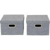 Household Essentials Fabric Storage Boxes with Lids and Handles, Blue(Gray)