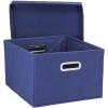 Household Essentials Fabric Storage Boxes with Lids and Handles, Blue(Navy)