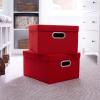 Household Essentials Fabric Storage Boxes with Lids and Handles, Blue(Red)