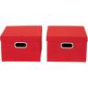 Household Essentials Fabric Storage Boxes with Lids and Handles, Blue(Red)
