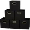 Household Essentials Foldable Fabric Storage Cubes 6-Pack – 11x11x11 Stackable Non-Woven Bins with Chipboard Sides & Grommet Handles – Closet, Shelf, Nursery, or Office Organizer – Burgundy(Black)