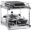 Household Essentials Glidez Multipurpose Chrome-Plated Steel Pull-Out/Slide-Out Storage Organizer for Cookware and Bakeware – Fits Standard Size Cabinet or Shelf, Chrome(Dual Slide)
