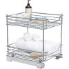 Household Essentials Glidez Multipurpose Chrome-Plated Steel Pull-Out/Slide-Out Storage Organizer for Cookware and Bakeware – Fits Standard Size Cabinet or Shelf, Chrome(2-Tier)