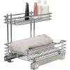 Household Essentials Glidez Multipurpose Chrome-Plated Steel Pull-Out/Slide-Out Storage Organizer for Cookware and Bakeware – Fits Standard Size Cabinet or Shelf, Chrome(Undersink)