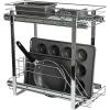 Household Essentials Glidez Multipurpose Chrome-Plated Steel Pull-Out/Slide-Out Storage Organizer for Cookware and Bakeware – Fits Standard Size Cabinet or Shelf, Chrome(Dual Slide)