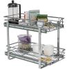 Household Essentials Glidez Multipurpose Chrome-Plated Steel Pull-Out/Slide-Out Storage Organizer for Cookware and Bakeware – Fits Standard Size Cabinet or Shelf, Chrome(Dual Slide)