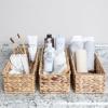Household Essentials Handwoven Paper Rope Rectangular Storage Basket, Black(Natural)