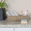 Household Essentials Handwoven Paper Rope Rectangular Storage Basket, Black(Natural Seagrass)