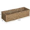 Household Essentials Handwoven Paper Rope Rectangular Storage Basket, Black(Natural Seagrass)