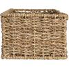 Household Essentials Handwoven Paper Rope Rectangular Storage Basket, Black(Natural Seagrass)