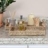 Household Essentials Handwoven Seagrass Rectangular Tray Set with Wood Handles, Natural, Set of 2(Natural Seagrass)