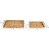 Household Essentials Handwoven Seagrass Rectangular Tray Set with Wood Handles, Natural, Set of 2(Natural Water Hyacinth)