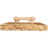 Household Essentials Handwoven Seagrass Rectangular Tray Set with Wood Handles, Natural, Set of 2(Natural Water Hyacinth)
