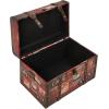 Household Essentials Medium Decorative Trunk, Coffee Shop Faux Decoupage, Antique Exterior, Leather and Metal Accents, Fabric Interior, Hinged Lid, Brown