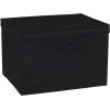 Household Essentials Natural Wide Storage Box with Lid, 15”x18.5”x12”, Wide-18.5″ W x D(Black)