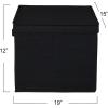 Household Essentials Natural Wide Storage Box with Lid, 15”x18.5”x12”, Wide-18.5″ W x D(Black)