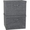Household Essentials Natural Wide Storage Box with Lid, 15”x18.5”x12”, Wide-18.5″ W x D(Graphite)