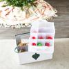Household Essentials Ornament Storage Chest with 24 Pockets, Red(Natural/Green)