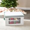 Household Essentials Ornament Storage Chest with 24 Pockets, Red(Natural/Green)