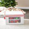 Household Essentials Ornament Storage Chest with 24 Pockets, Red(Natural/Red)
