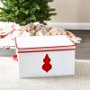 Household Essentials Ornament Storage Chest with 24 Pockets, Red(Natural/Red)