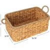 Household Essentials Rectangular Handwoven Water Hyacinth and Seagrass Basket with Handles, Natural