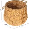 Household Essentials Round Handwoven Water Hyacinth and Seagrass Basket with Handles, Natural