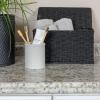 Household Essentials Small Handwoven Paper Rope Wicker Basket with Lid, Black(Black)