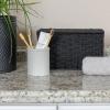 Household Essentials Small Handwoven Paper Rope Wicker Basket with Lid, Black(Black)