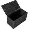 Household Essentials Small Handwoven Paper Rope Wicker Basket with Lid, Black(Black)