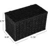 Household Essentials Small Handwoven Paper Rope Wicker Basket with Lid, Black(Black)