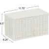 Household Essentials Small Handwoven Paper Rope Wicker Basket with Lid, Black(White)