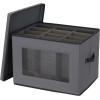 Household Essentials Tall Wine and Bottle Storage Chest, Gray(Gray)