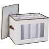 Household Essentials Tall Wine and Bottle Storage Chest, Gray(Natural)