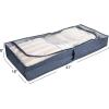 Household Essentials Under Bed Storage Bag 1 Pack, Clear PEVA Top and Soft Sides, Perfect for Clothes, Blankets and More(Denim)