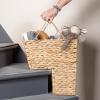 Household Essentials Wicker Stair Basket with Handles, Handwoven Water Hyacinth, Sits on Two Stairs, Lightweight and Coated for Moisture Protection, Eco-Friendly(Water Hyacinth)