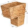 Household Essentials Wicker Stair Basket with Handles, Handwoven Water Hyacinth, Sits on Two Stairs, Lightweight and Coated for Moisture Protection, Eco-Friendly(Water Hyacinth)