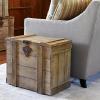 Household Essentials Wooden Storage Trunk Set, Large and Small Domed Chest, Weathered Wood with Paint Finish, Hinged Lid with Metal Accents(Antiqued)