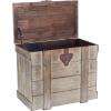 Household Essentials Wooden Storage Trunk Set, Large and Small Domed Chest, Weathered Wood with Paint Finish, Hinged Lid with Metal Accents(Antiqued)