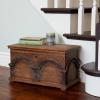 Household Essentials Wooden Storage Trunk Set, Large and Small Domed Chest, Weathered Wood with Paint Finish, Hinged Lid with Metal Accents(Arch)