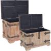 Household Essentials Wooden Storage Trunk Set, Large and Small Domed Chest, Weathered Wood with Paint Finish, Hinged Lid with Metal Accents(Victorian)