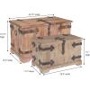Household Essentials Wooden Storage Trunk Set, Large and Small Domed Chest, Weathered Wood with Paint Finish, Hinged Lid with Metal Accents(Victorian)