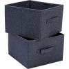 Collapsible Cotton Blend Cube Storage Drawer with Handle, Set of 2, Denim