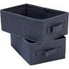 Collapsible Cotton Blend Rectangular Storage Drawer with Handle, Set of 2, Denim