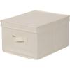 Household Essentials 115 Storage Box with Lid and Handle | Natural Beige Canvas | Jumbo(Large – 12″W x 15″D)