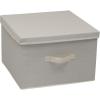 Household Essentials 115 Storage Box with Lid and Handle | Natural Beige Canvas | Jumbo(Square – 15″W x 15″D)