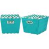 Household Essentials 19KDBLK-1 Medium Tapered Decorative Storage Bins | 2 Pack Set Cubby Baskets | Black and White Mini-Dots(Aqua Chevron)