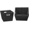 Household Essentials 19KDBLK-1 Medium Tapered Decorative Storage Bins | 2 Pack Set Cubby Baskets | Black and White Mini-Dots(Black With Dots)