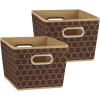 Household Essentials 19KDBLK-1 Medium Tapered Decorative Storage Bins | 2 Pack Set Cubby Baskets | Black and White Mini-Dots(Brown)